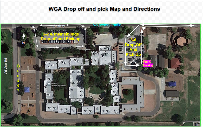 top image aerial view of campus with routes, bottom image neighborhood roads with highlighted parts showing where not to park top image aerial view of campus with routes, bottom image neighborhood roads with highlighted parts showing where not to park
